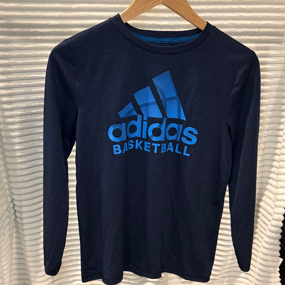 Adidas Kids Dark Blue Basketball Long Sleeve Tee